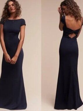 Katie May Madison Navy Blue Dress Twist Maxi Dress Gown Size 6
